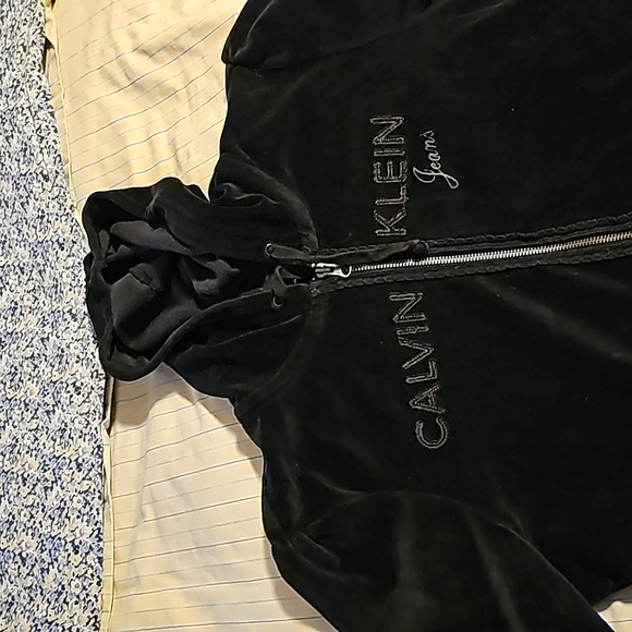 Calvin Klein Black Velour Jacket Size XL - Picture 6 of 12